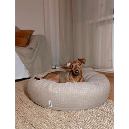 Hundebett "Donut" | check dark sand